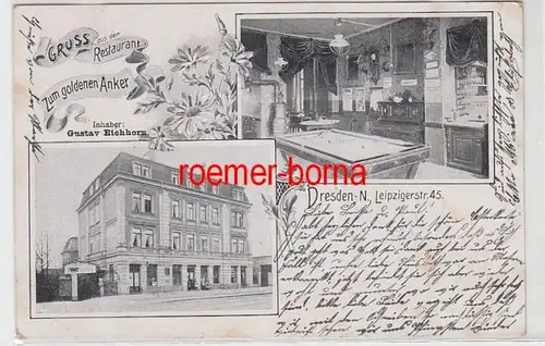 72902 Mehrbild Ak Dresden-N. Gruss aus dem Restaurant Zum goldenen Anker 1909