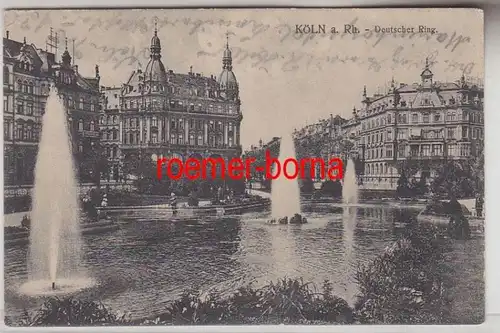72974 Ak Cologne am Rhein Deutscher Ring avec fontaine vers 1910