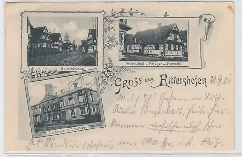 72981 Multi-image Ak Salutation de Rittershofen dans l'Alsace Boucherie etc. 1901