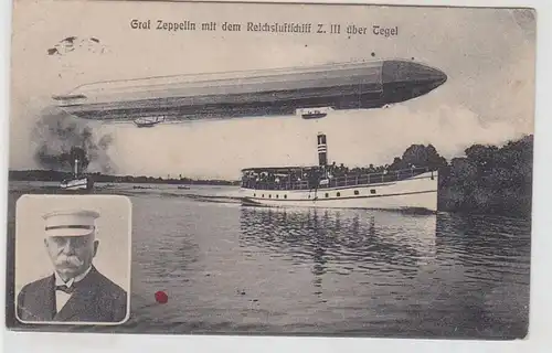 72988 Feldpost Ak Graf Zeppelin avec le vaisseau Reichsafen ZIII sur Tegel 1916