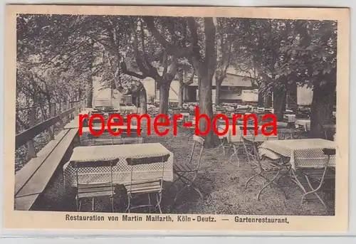 73095 Ak Cologne Deutz Restauration de Martin Malfarth Gartenstaurant vers 1930