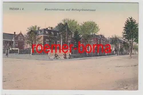 73122 Ak Treuen i.V. Bismarckstraße und Herlasgrünerstraße um 1910