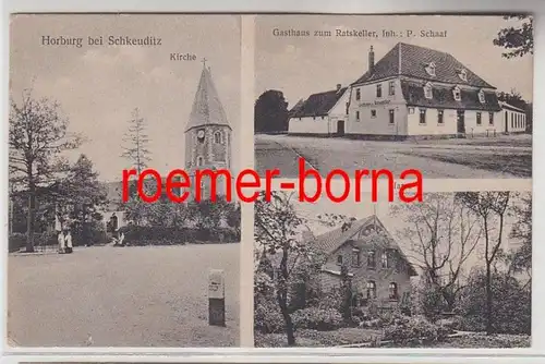 73151 Mehrbild Ak Horburg bei Schkeuditz Gasthaus, Pfarre, Kirche 1922