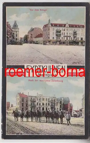 73183 Mehrbild Feldpost Ak Eydtkuhnen Tschernyschewskoje Marktplatz 1915