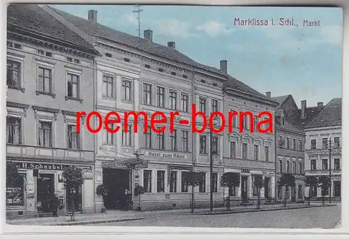 73196 Ak Marklissa en Silésie Marché avec hôtel à l'aigle 1915