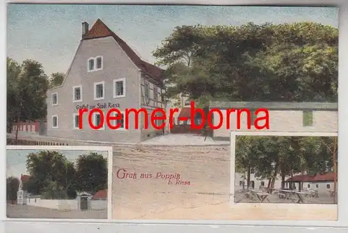 73365 Mehrbild Ak Gruß aus Poppitz b. Riesa Gasthof zur Stadt Riesa 1917
