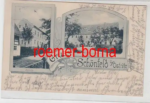 73369 Mehrbild Ak Gruss aus Schönfeld b. Ostritz Gasthof, Schule 1918