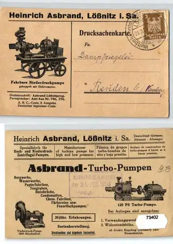 73402 Reklame Ak Lößnitz in Sachsen Heinrich Asbrand 1926
