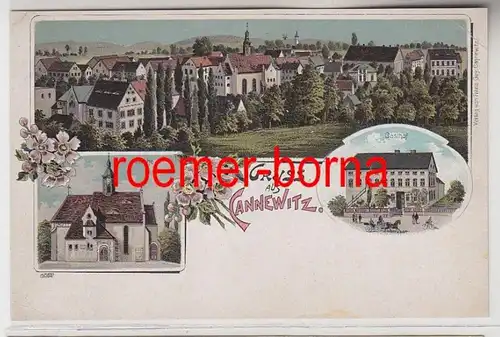 73431 Ak Lithographie Gruss de Cannewitz Hostel, église vers 1900