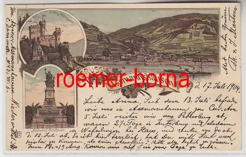 73469 Ak Lithographie Gruss d'Assmannshausen 1904