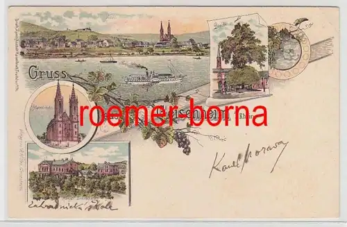 73471 Ak Lithographie Gruß aus Geisenheim am Rhein 1900