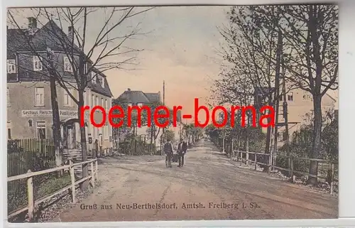 73482 Ak Gruß aus Neu-Berthelsdorf, Amtsh. Freiberg i.Sa. Gasthaus um 1910