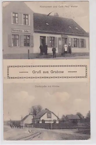 73575 Mehrbild Ak Gruß aus Grabow Restaurant und Café Paul Walter 1915