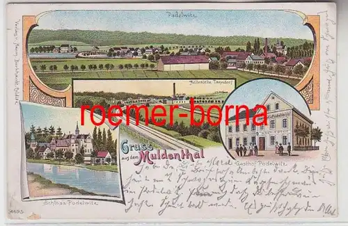 73592 Ak Lithographie Gruß aus dem Muldenthal Podelwitz 1908