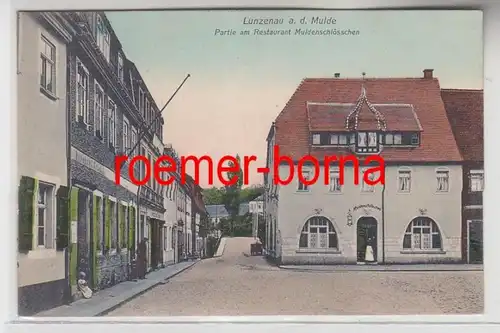 73631 Ak Lunzenau a.d. Mulde Partie am Restaurant Muldenschlößchen 1908