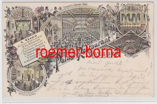 73650 Ak Lithografie Gruss vom Palast-Restaurant Dresden Ferdinand-Str. 1897