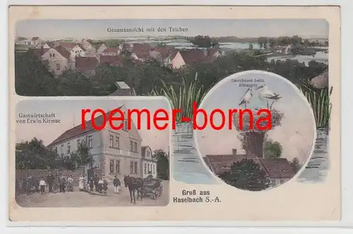 73675 Mehrbild Ak Gruß aus Haselbach S.-A. Gastwirtschaft um 1920