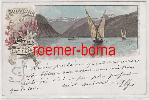 73704 Ak Lithographie Souvenir du Lac Lemon 1897