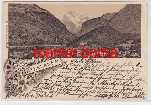 73711 Ak Lithographie Gruss d'Interlaken 1897