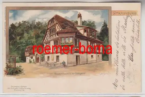 73717 Ak Lithographie Strassburg Bauernhaus in der Orangerie 1900