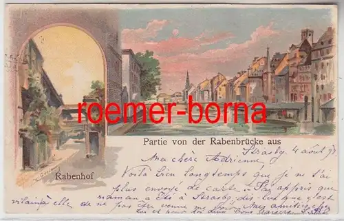 73719 Ak Lithographie Strasbourg Partie du pont des corbeaux de 1898