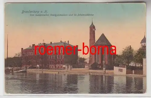 73742 Ak Brandenburg Saldernsches Realgymnasium et St.Johanniskirche 1908