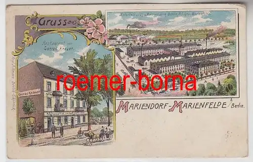 73753 Ak Lithographie Salutation de Mariendorf Marianfelde près de Berlin vers 1900