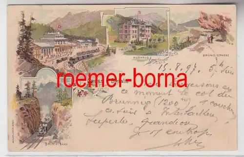 73820 Ak Lithographie Gruß v. Brünig Kanton Bern Schweiz 1897