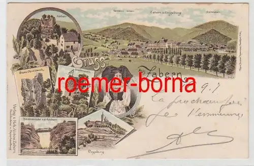 73830 Ak Lithographie Gruss de Zabern Saverne en Alsace 1897