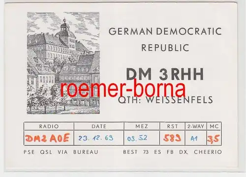 73854 QSL Carte Radio Amateur Radio DDR Weissenfels DM3RHH 1969