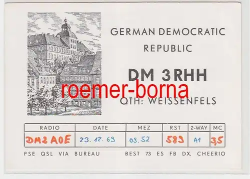 73854 QSL Karte Funker Funkamateur DDR Weissenfels DM3RHH 1969