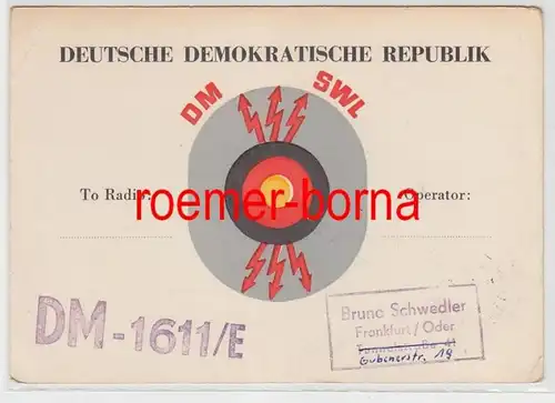 73856 QSL Carte Radioamateur DDR DM-1611/E 1962