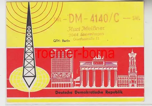 73857 QSL Carte Radio Amateur Radio DDR Berlin 1969