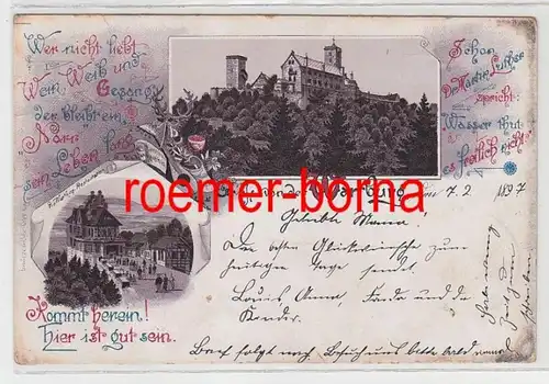 73876 Ak Lithographie Gruss von der Wartburg 1897
