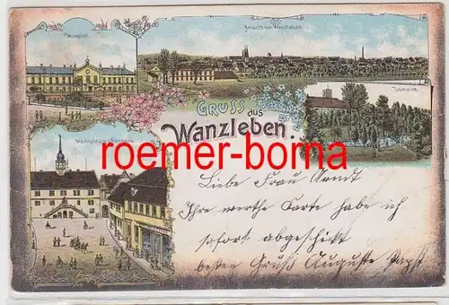 73903 Ak Lithographie Gruß aus Wanzleben Hospital usw. 1898