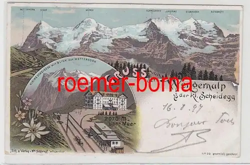 73953 Ak Lithographie Salutation de la Wengernalp & der kl.Scheidegg 1897