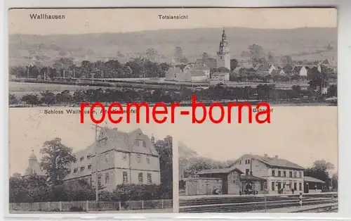 73987 Mehrbild Ak Wallhausen, Bahnhof, Schloß usw. 1933