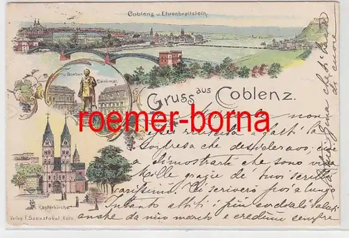 74005 Ak Lithographie Gruss aus Coblenz Koblenz 1896