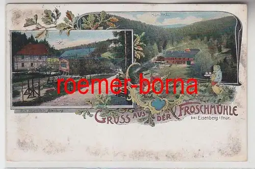 74006 Ak Lithographie Gruss aus der Froschmühle bei Eisenberg in Thüringen 1912