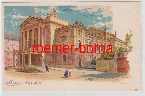 74022 Ak Lithographie Prague nouveau théâtre vers 1900