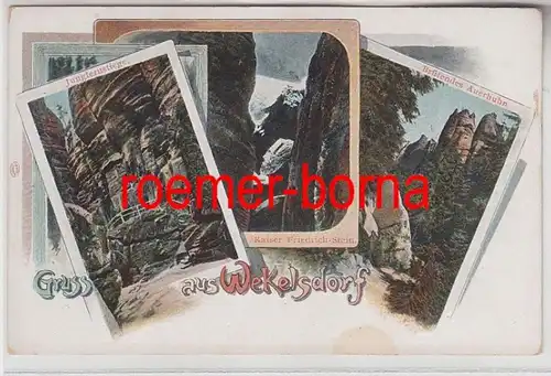 74021 Ak Lithographie Gruss aus Wekelsdorf Teplice nad Metují um 1900