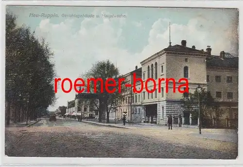 74146 Feldpost Ak Neu-Ruppin Gerichtsgebäude und Hauptwache 1914