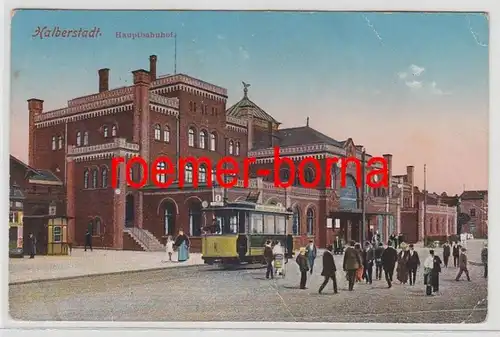 74503 Feldpost Ak Halberstadt Gare centrale avec tramway avant 1915