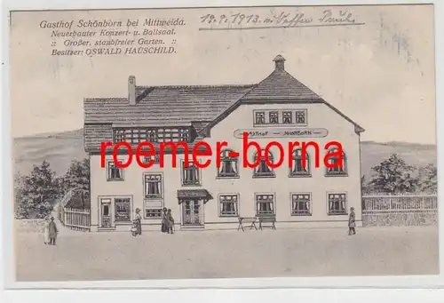 74636 Ak Gasthof Schönborn bei Mittweida Bes.Oswald Hauschild 1913