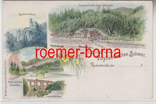 74660 Ak Lithografie Gruss aus der Vogtländischen Schweiz Rentzschmühle um 1900