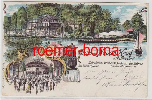 74683 Ak Lithographie Gruss von Neue Krug b. Rahnsdorf 1905