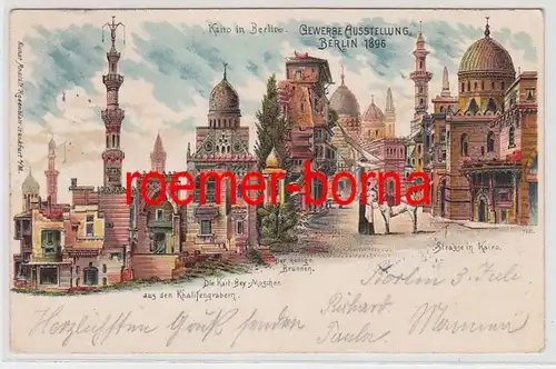 74804 Ak Lithografie Gewerbe Ausstellung 1896 'Kairo in Berlin'