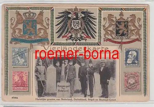 74840 Präge Ak Vierländerkarte Grenzleben am Vier-Länderblick 1912