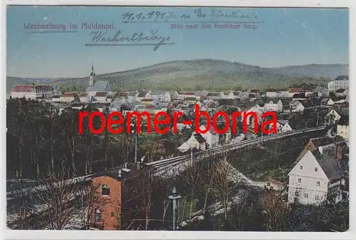 74877 Ak Wechselburg im Muldental Blick nach der Rochlitzer Burg 1917