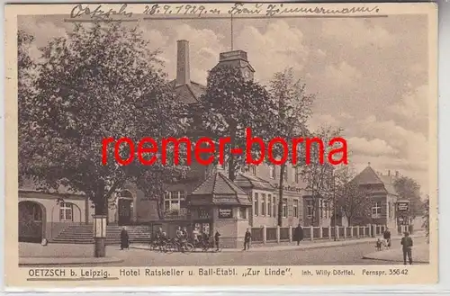 74898 Ak Oetzsch bei Leipzig Hotel Ratskeller 'Zur Linde' 1929